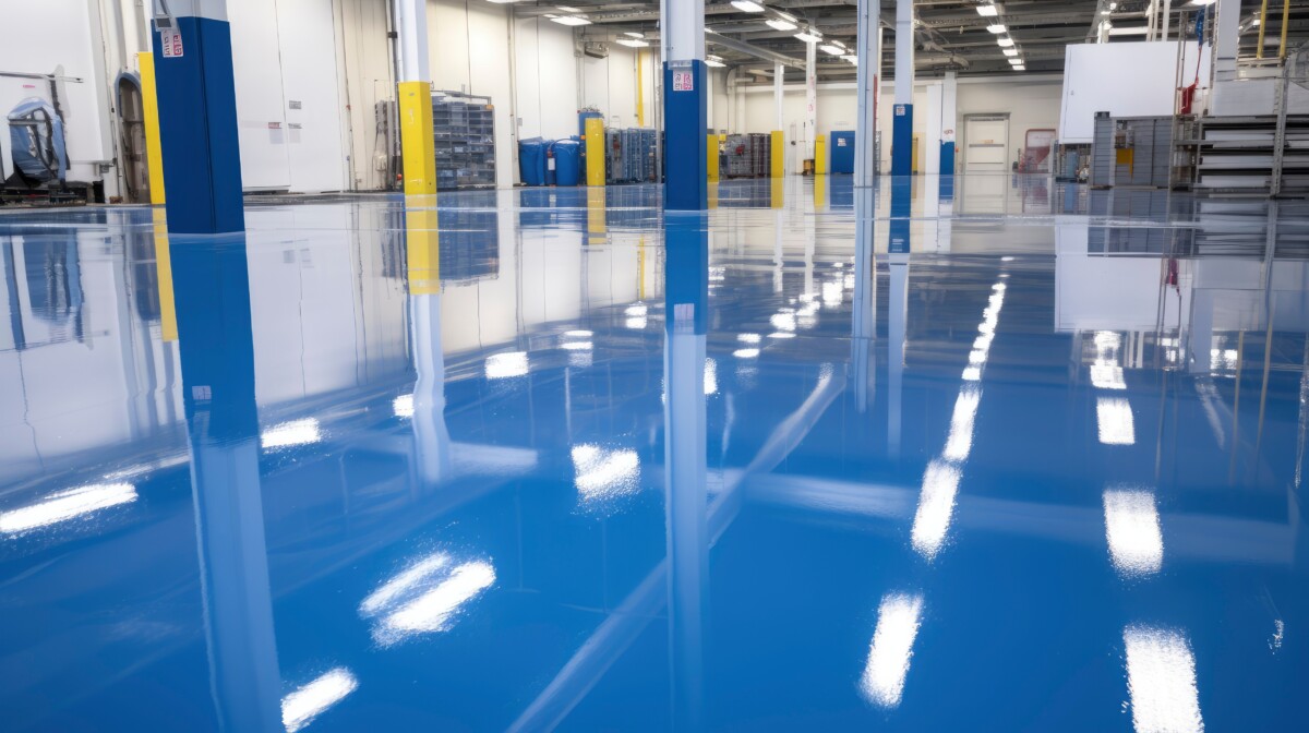 Genarative AI floor with self-leveling epoxy resin in industrial